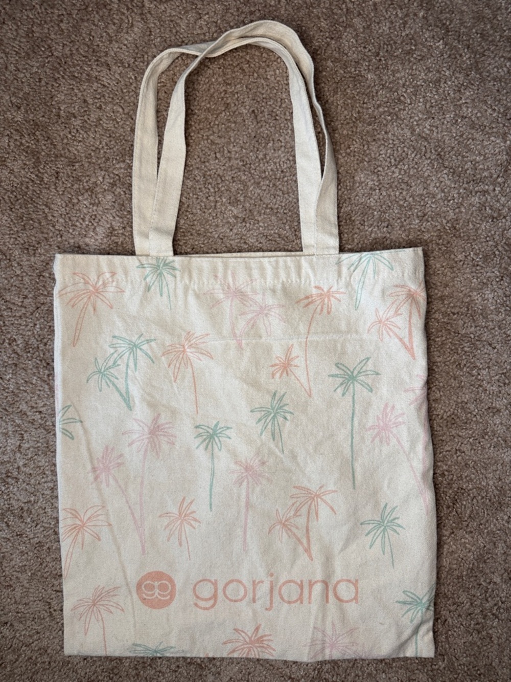 Gorjana Canvas Tote with Pale Pink & Mint Palm Print